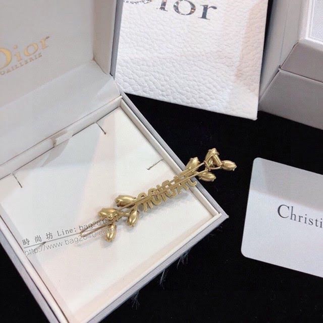Dior飾品 迪奧經典熱銷款單邊耳釘 DIOR馬眼系列葉子鑽石元素髮夾  zgd1353